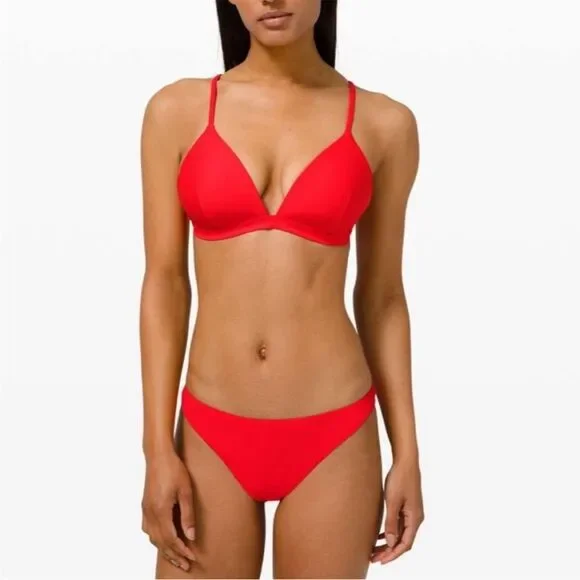 Lululemon Waterside Swim Top D Red Built In Cups Travel Beach Boat Vacation NWT - Picture 1 of 14